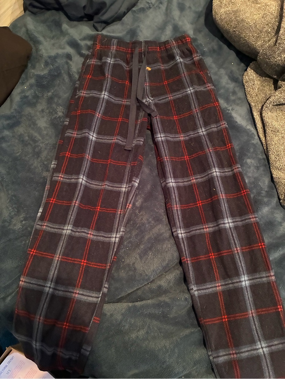 Fruit of the Loom Men's Black Plaid Sweatpants with Red & Gray Windowpane